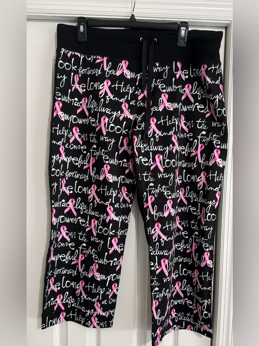 Nilla Shields Women’s Drawstring Crop Pants for Breast Cancer Awareness